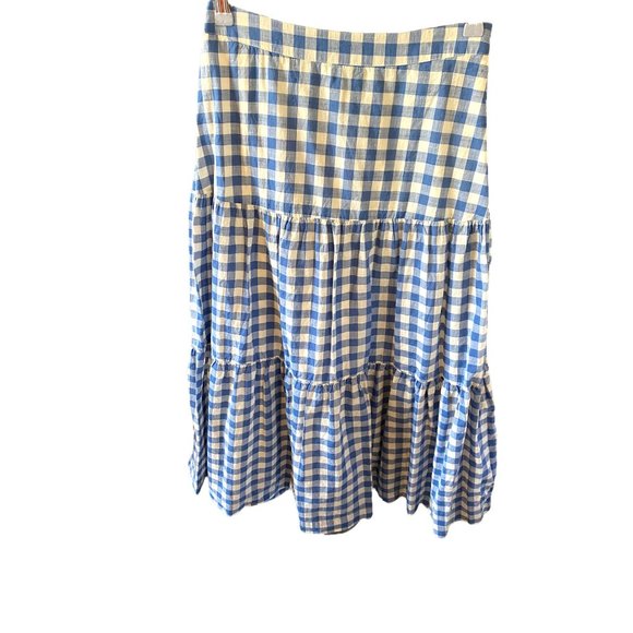 SOLD Gap Blue Tiered Maxi Gingham Skirt Women’s 6 Modest - Picture 3 of 7
